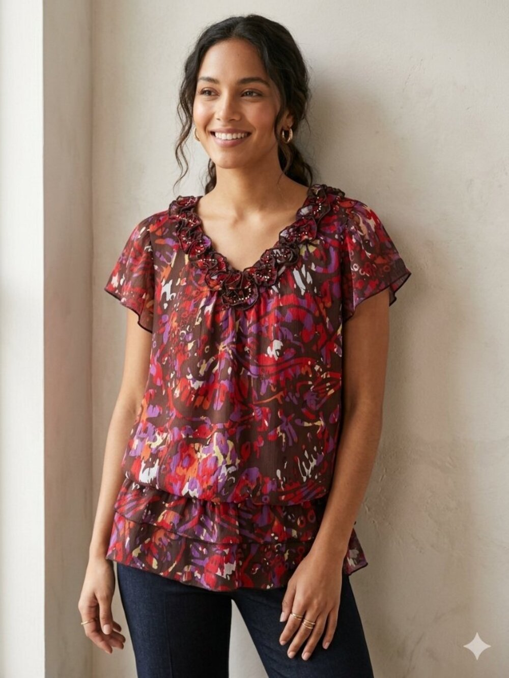 MULTIPLES Vibrant Multi-Colored Blouse